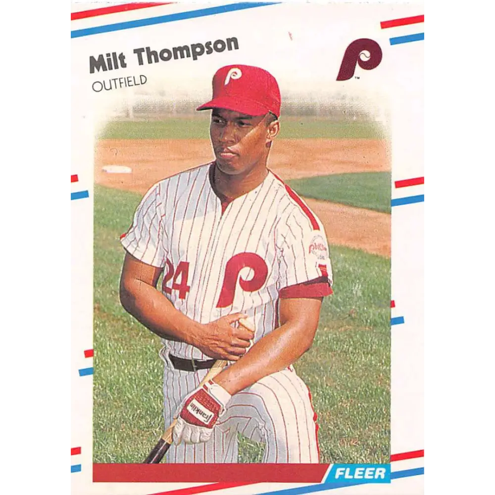 1988 Fleer #319 Milt Thompson EX Excellent Philadelphia Phillies Baseball Card  Image 1