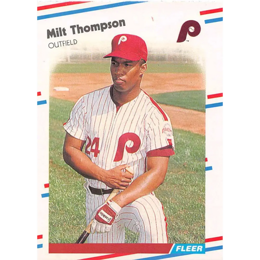 1988 Fleer #319 Milt Thompson EX Excellent Philadelphia Phillies Baseball Card  Image 1