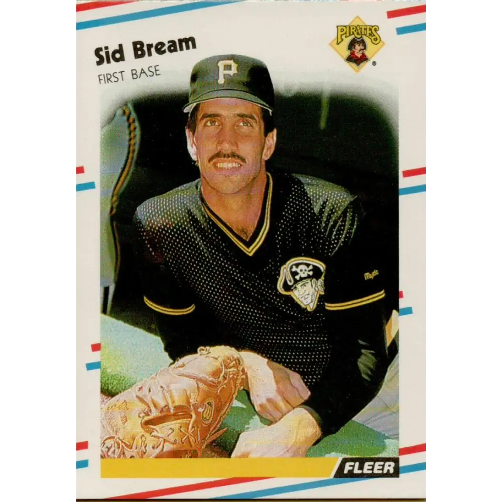 1988 Fleer #324 Sid Bream EX Excellent Pittsburgh Pirates Baseball Card  Image 1