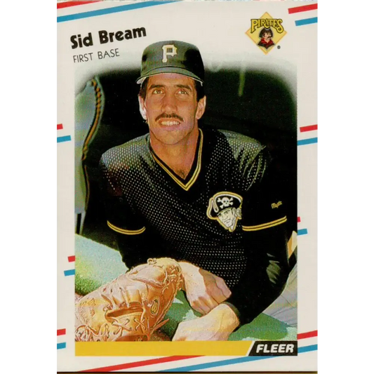 1988 Fleer #324 Sid Bream EX Excellent Pittsburgh Pirates Baseball Card  Image 1