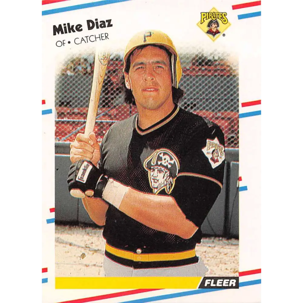 1988 Fleer #326 Mike Diaz EX Excellent Pittsburgh Pirates Baseball Card  Image 1