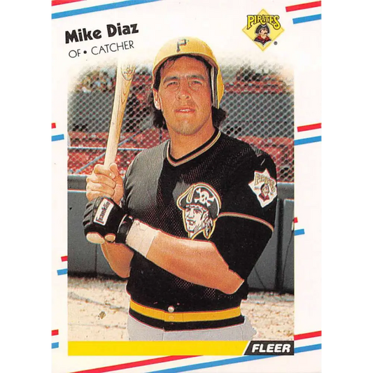1988 Fleer #326 Mike Diaz EX Excellent Pittsburgh Pirates Baseball Card  Image 1