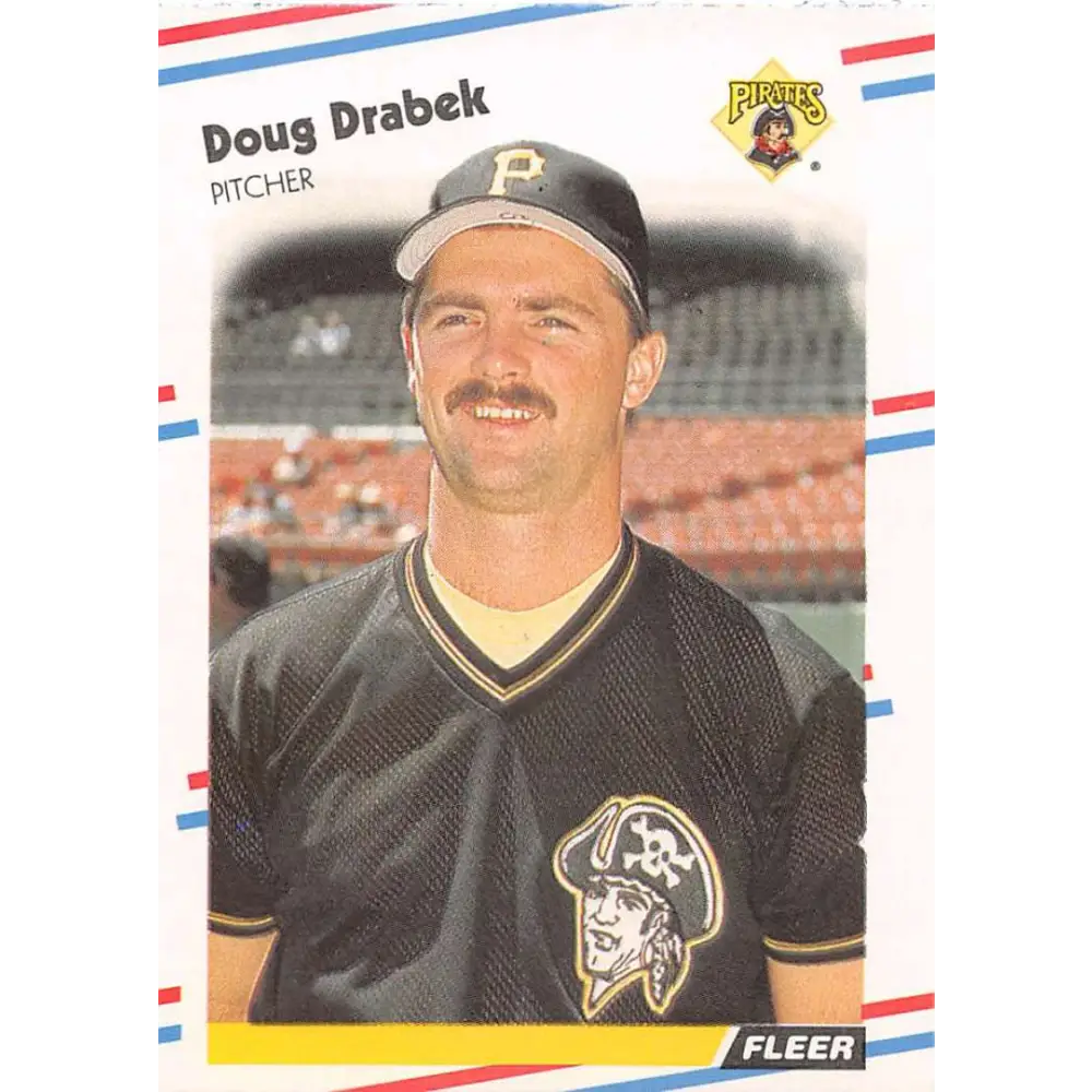 1988 Fleer #327 Doug Drabek EX Excellent Pittsburgh Pirates Baseball Card  Image 1