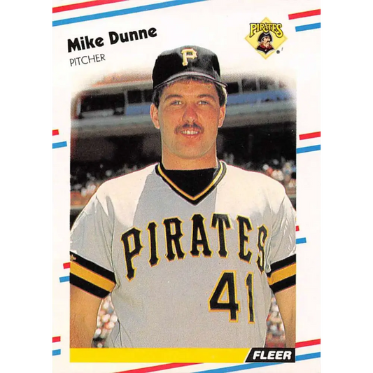 1988 Fleer #328 Mike Dunne EX Excellent Pittsburgh Pirates Baseball Card  Image 1