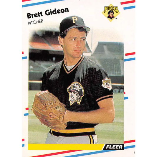 1988 Fleer #330 Brett Gideon EX Excellent RC Rookie Pittsburgh Pirates Baseball Card  Image 1