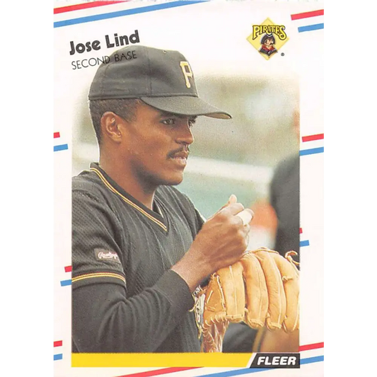 1988 Fleer #334 Jose Lind EX Excellent RC Rookie Pittsburgh Pirates Baseball Card  Image 1