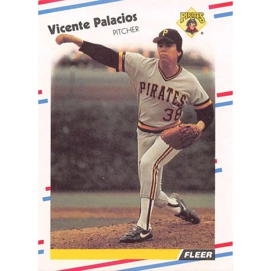 1988 Fleer #336 Vicente Palacios EX Excellent RC Rookie Pittsburgh Pirates Baseball Card  Image 1