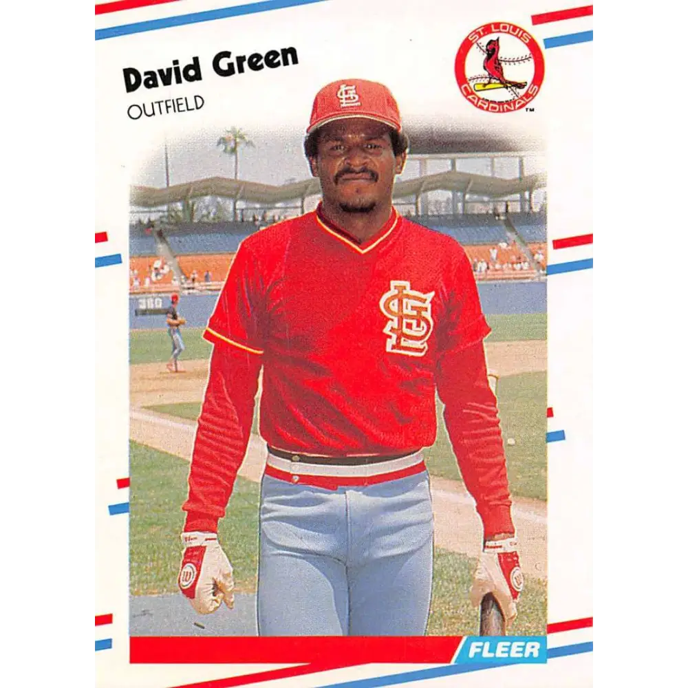 1988 Fleer #34 David Green EX Excellent St. Louis Cardinals Baseball Card  Image 1