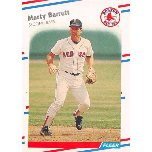 1988 Fleer #343 Marty Barrett EX Excellent Boston Red Sox Baseball Card  Image 1