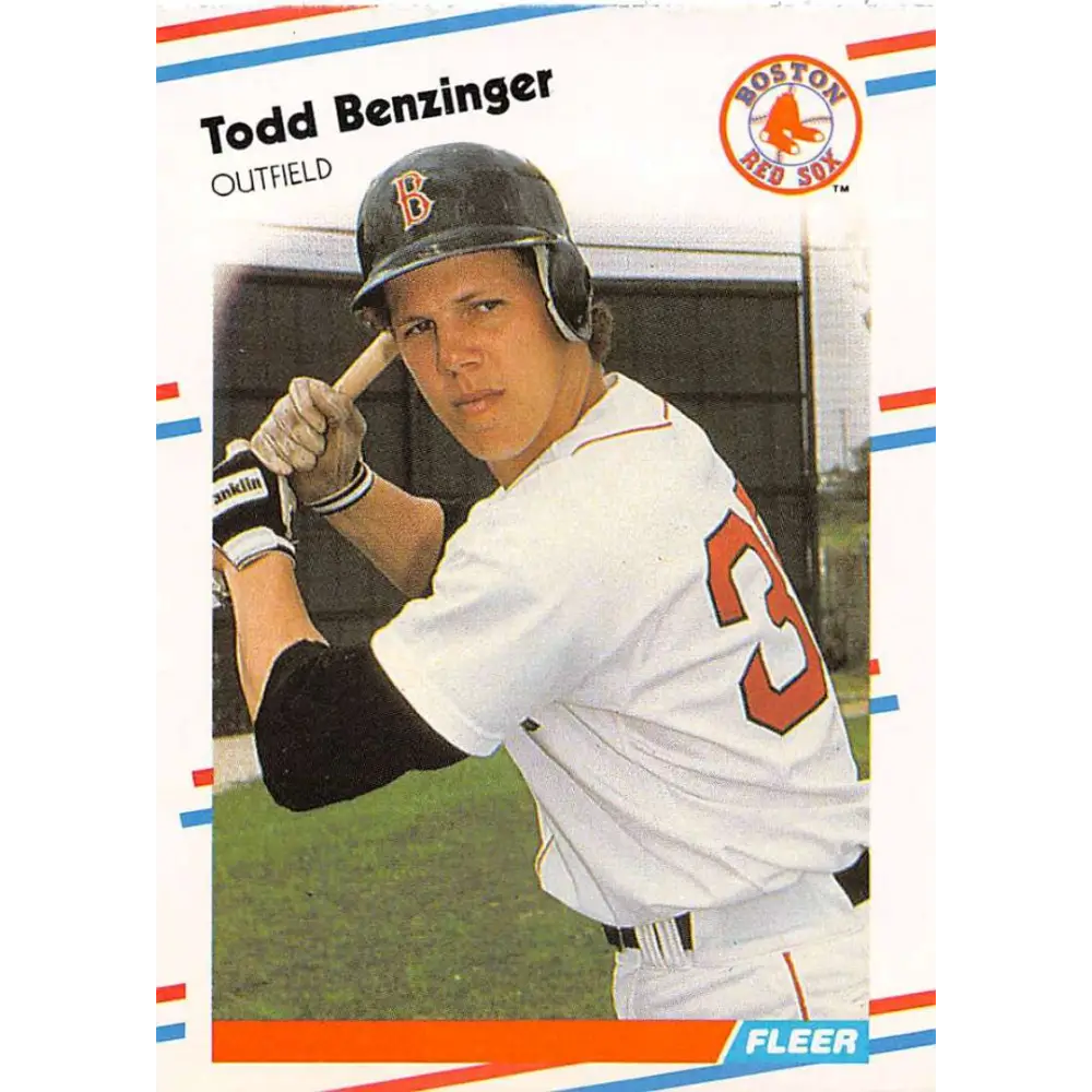 1988 Fleer #344 Todd Benzinger EX Excellent RC Rookie Boston Red Sox Baseball Card  Image 1