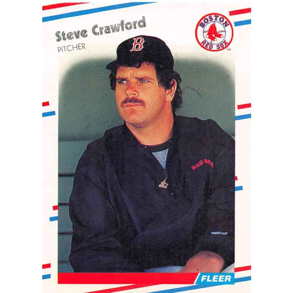 1988 Fleer #350 Steve Crawford EX Excellent Boston Red Sox Baseball Card  Image 1