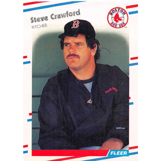 1988 Fleer #350 Steve Crawford EX Excellent Boston Red Sox Baseball Card  Image 1