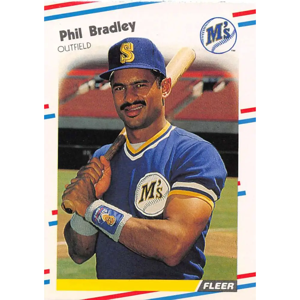 1988 Fleer #369 Phil Bradley EX Excellent Seattle Mariners Baseball Card  Image 1