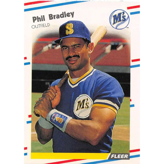 1988 Fleer #369 Phil Bradley EX Excellent Seattle Mariners Baseball Card  Image 1