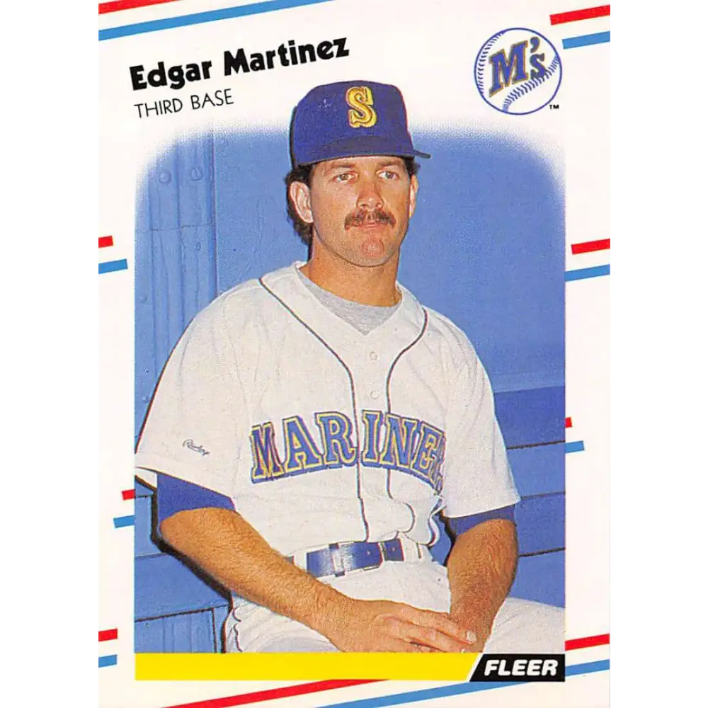 1988 Fleer #378 Edgar Martinez EX Excellent RC Rookie Seattle Mariners Baseball Card  Image 1