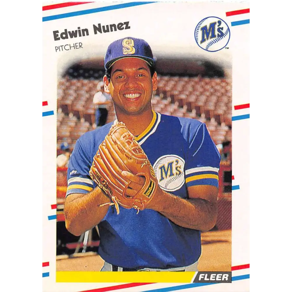 1988 Fleer #383 Edwin Nunez EX Excellent Seattle Mariners Baseball Card  Image 1