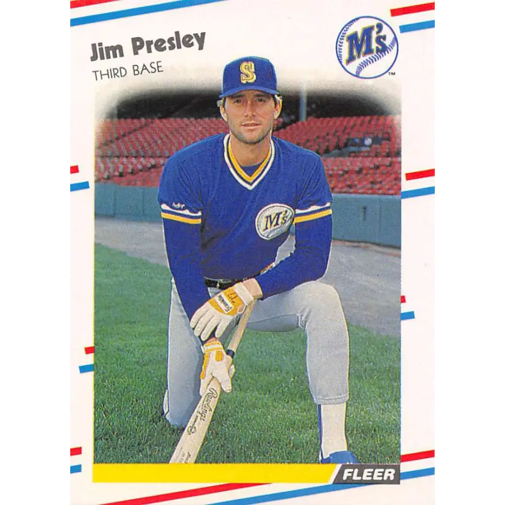 1988 Fleer #385 Jim Presley EX Excellent Seattle Mariners Baseball Card  Image 1