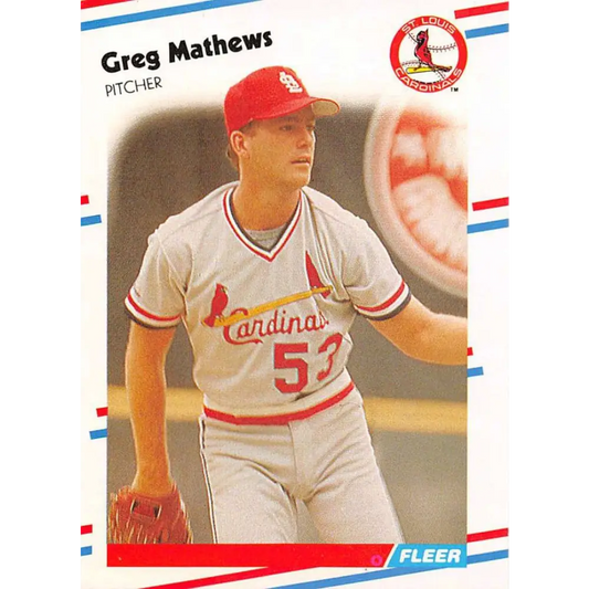 1988 Fleer #41 Greg Mathews EX Excellent St. Louis Cardinals Baseball Card  Image 1