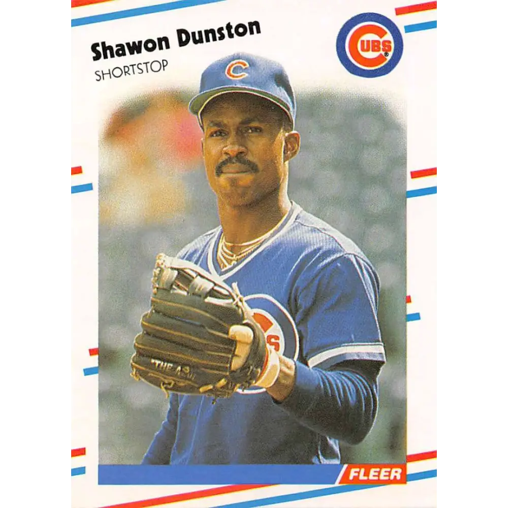 1988 Fleer #419 Shawon Dunston EX Excellent Chicago Cubs Baseball Card  Image 1
