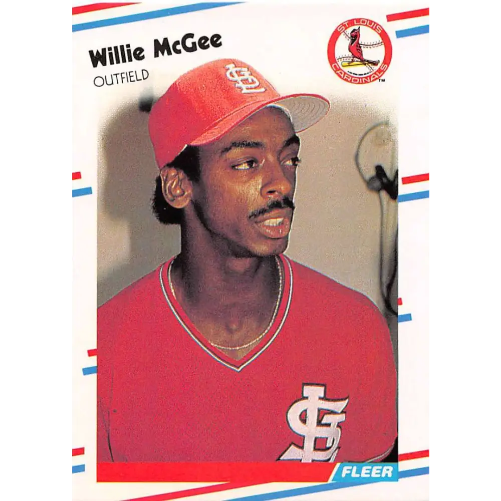 1988 Fleer #42 Willie McGee EX Excellent St. Louis Cardinals Baseball Card  Image 1
