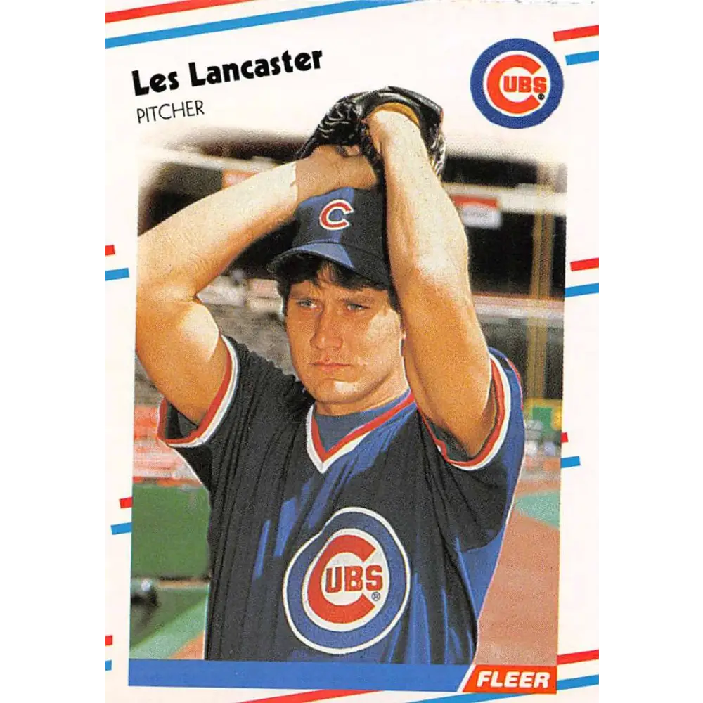 1988 Fleer #421 Les Lancaster EX Excellent RC Rookie Chicago Cubs Baseball Card  Image 1
