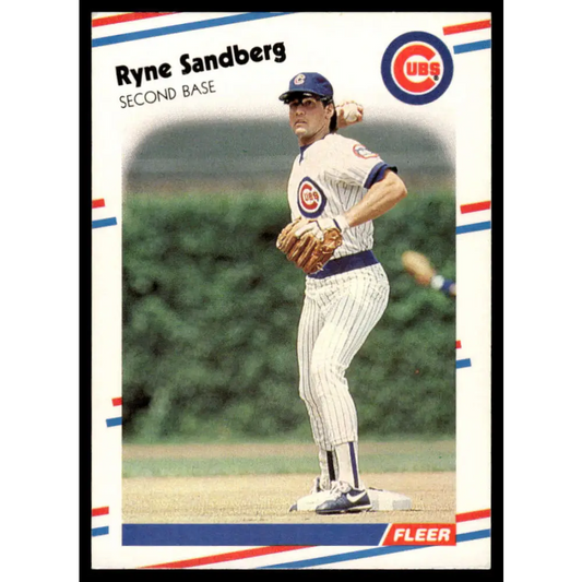 1988 Fleer #431 Ryne Sandberg EX Chicago Cubs Baseball Card Image 1