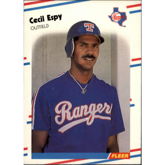 1988 Fleer #465 Cecil Espy EX Excellent RC Rookie Texas Rangers Baseball Card  Image 1