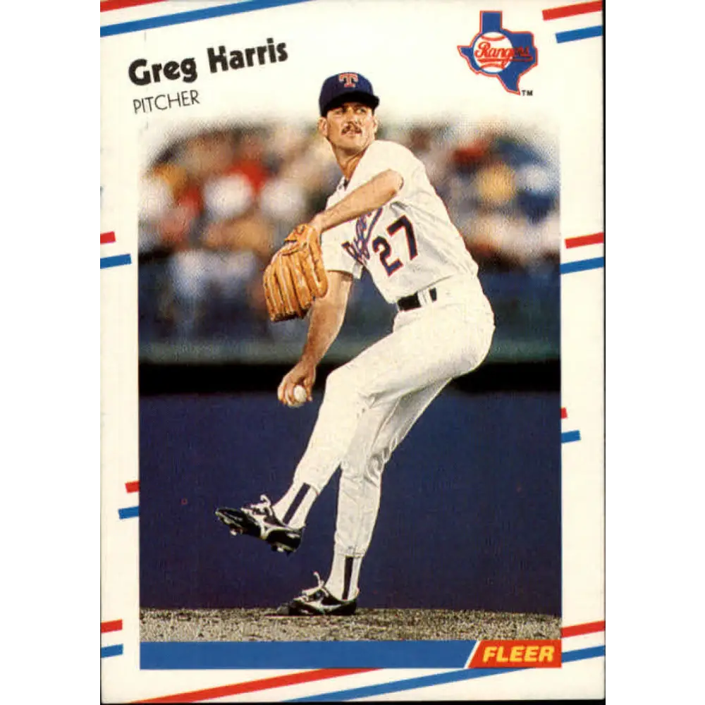1988 Fleer #468 Greg Harris EX Excellent Texas Rangers Baseball Card  Image 1