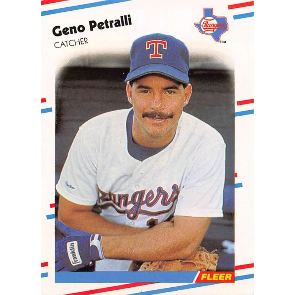 1988 Fleer #477 Geno Petralli EX Excellent Texas Rangers Baseball Card  Image 1