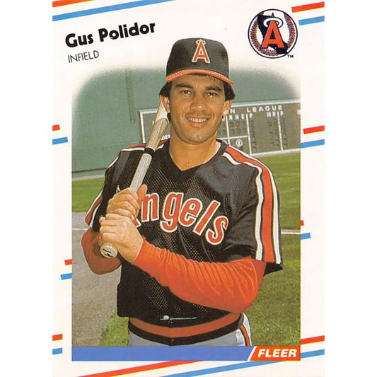 1988 Fleer #501 Gus Polidor EX Excellent California Angels Baseball Card  Image 1