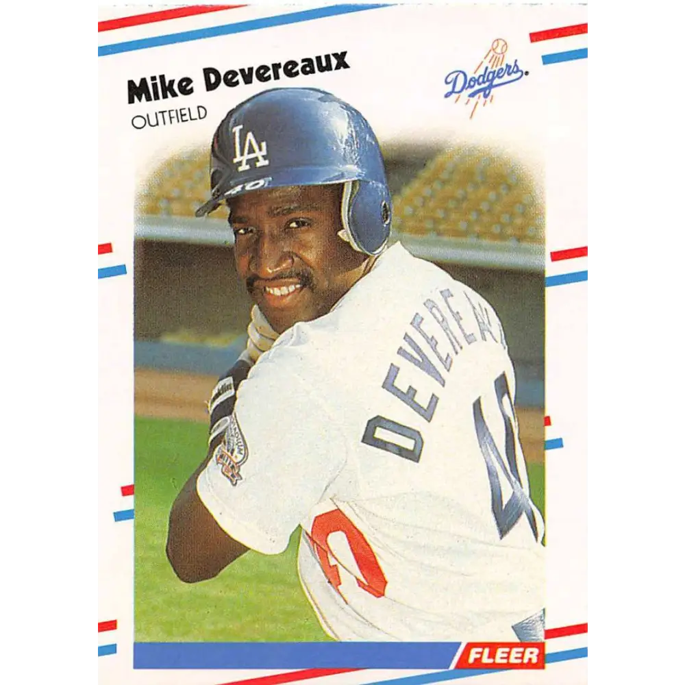 1988 Fleer #512 Mike Devereaux EX Excellent RC Rookie Los Angeles Dodgers Baseball Card  Image 1