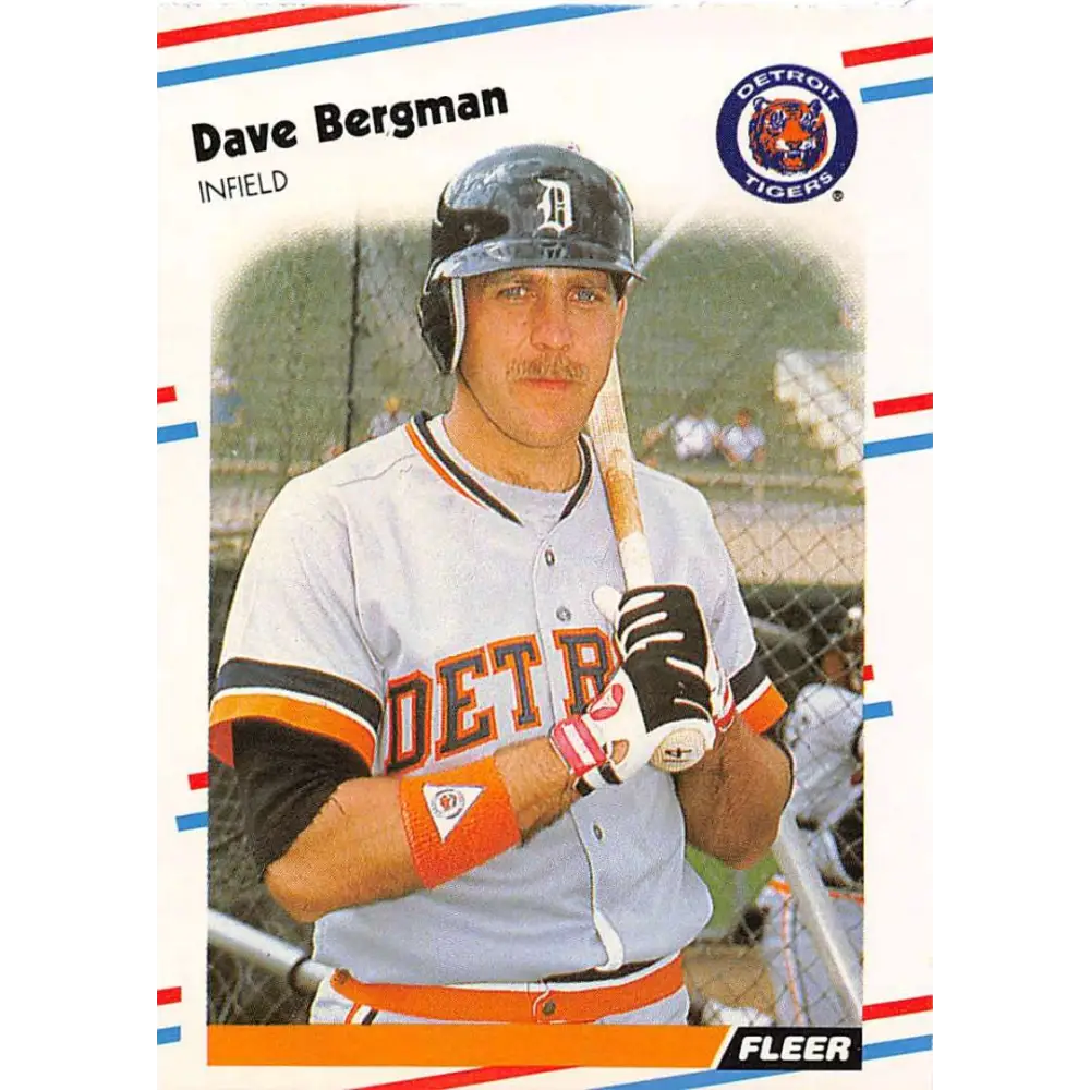 1988 Fleer #52 Dave Bergman EX Excellent Detroit Tigers Baseball Card  Image 1