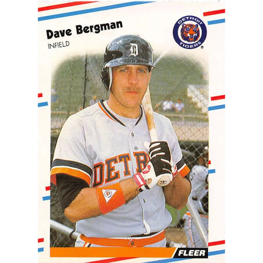 1988 Fleer #52 Dave Bergman EX Excellent Detroit Tigers Baseball Card  Image 1