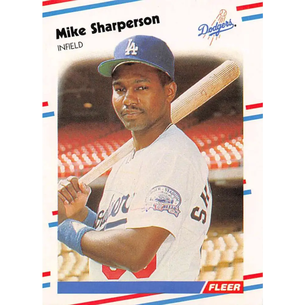 1988 Fleer #525 Mike Sharperson EX Excellent Los Angeles Dodgers Baseball Card  Image 1