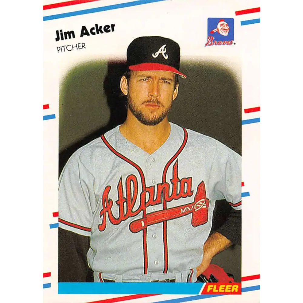 1988 Fleer #531 Jim Acker EX Excellent Atlanta Braves Baseball Card  Image 1