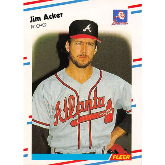 1988 Fleer #531 Jim Acker EX Excellent Atlanta Braves Baseball Card  Image 1