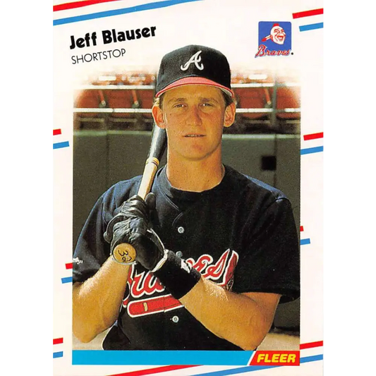 1988 Fleer #533 Jeff Blauser EX Excellent RC Rookie Atlanta Braves Baseball Card  Image 1