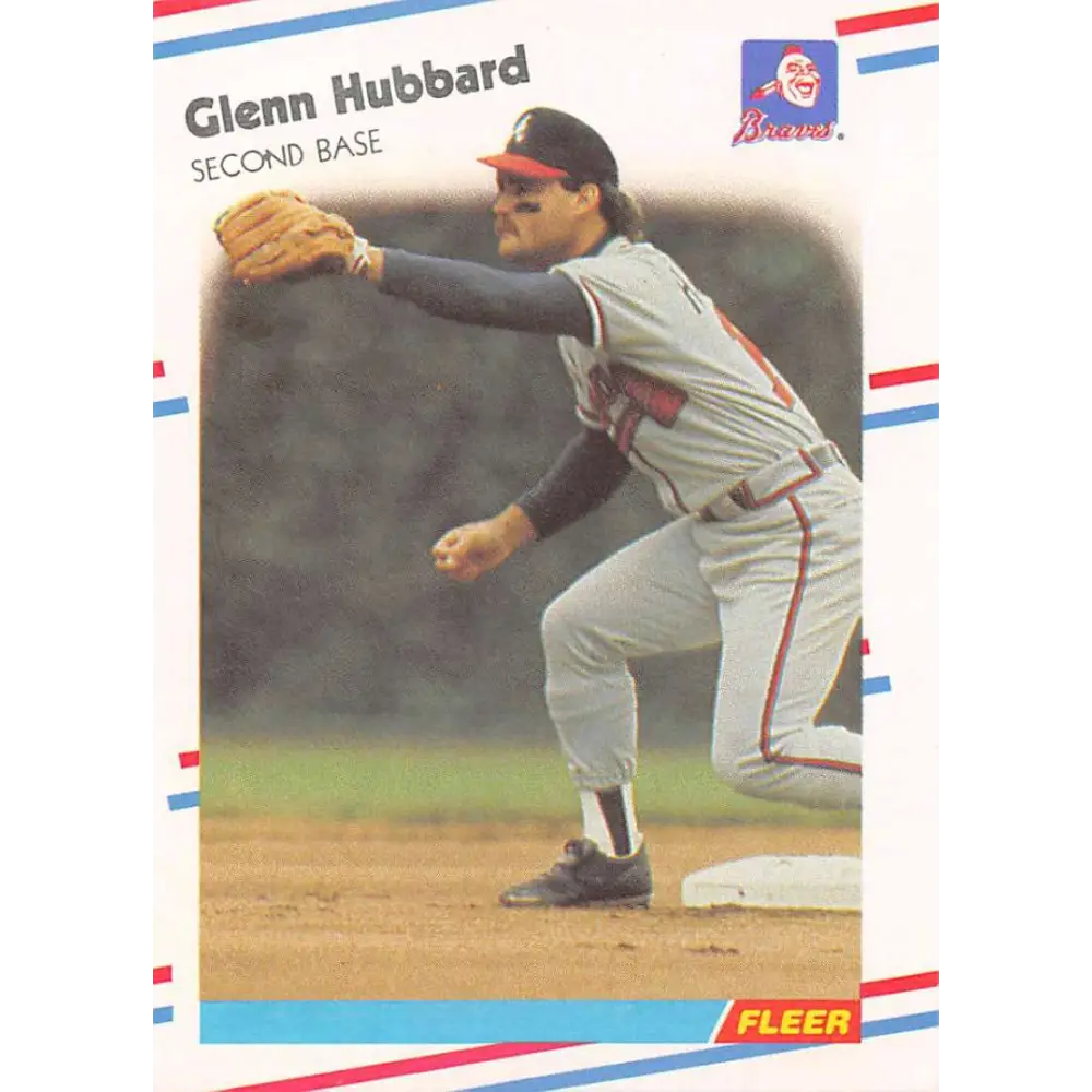 1988 Fleer #542 Glenn Hubbard EX Excellent Atlanta Braves Baseball Card  Image 1