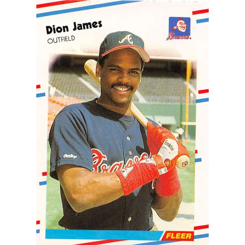 1988 Fleer #543 Dion James EX Excellent Atlanta Braves Baseball Card  Image 1