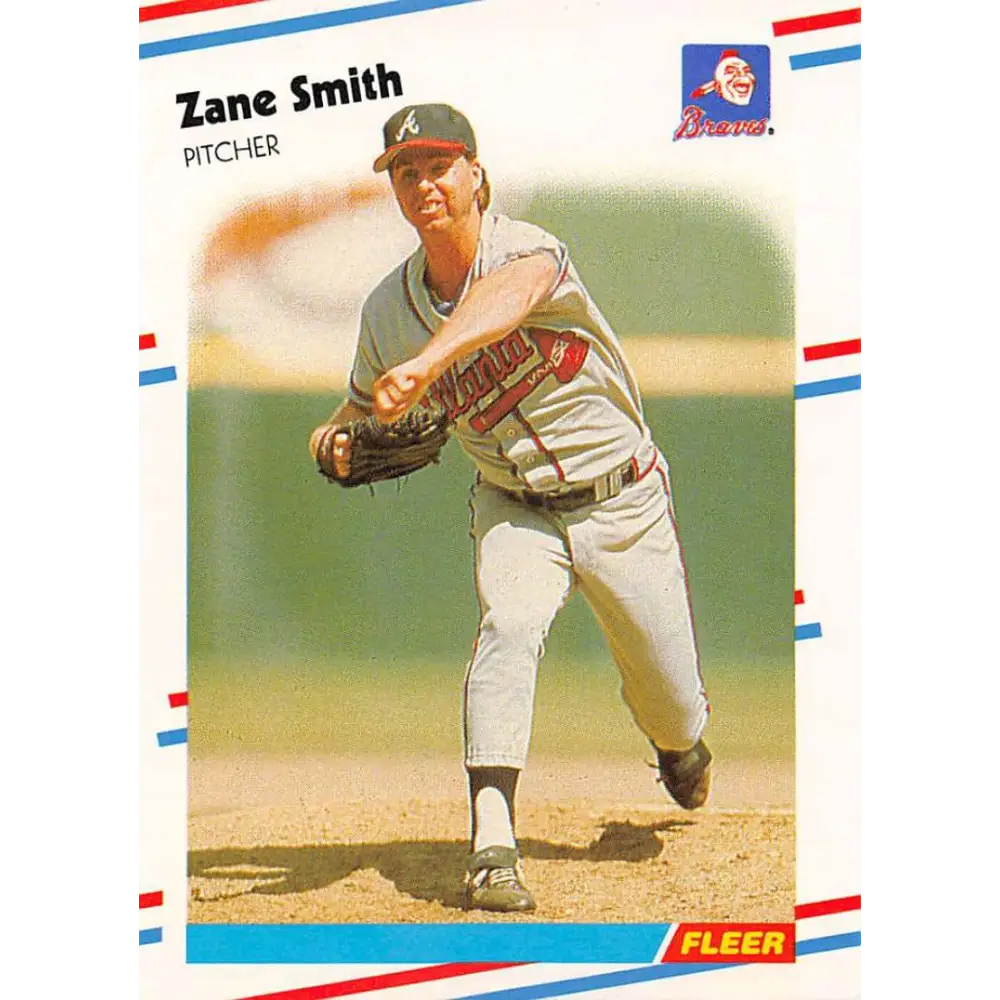 1988 Fleer #550 Zane Smith EX Excellent Atlanta Braves Baseball Card  Image 1
