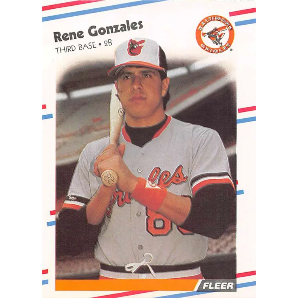 1988 Fleer #560 Rene Gonzales EX Excellent RC Rookie Baltimore Orioles Baseball Card  Image 1