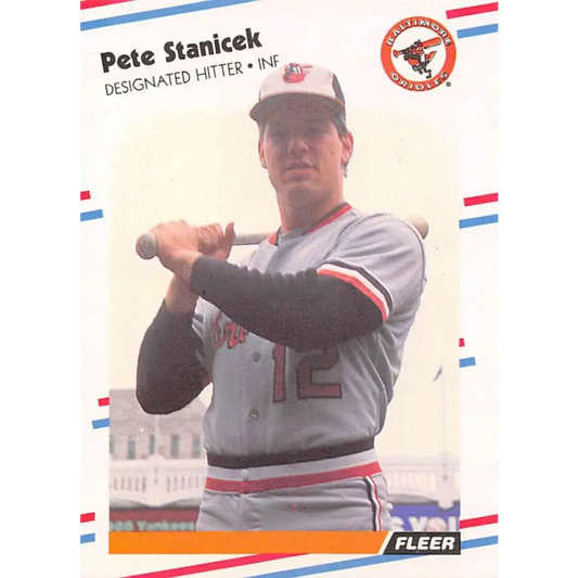 1988 Fleer #573 Pete Stanicek EX Excellent Baltimore Orioles Baseball Card  Image 1
