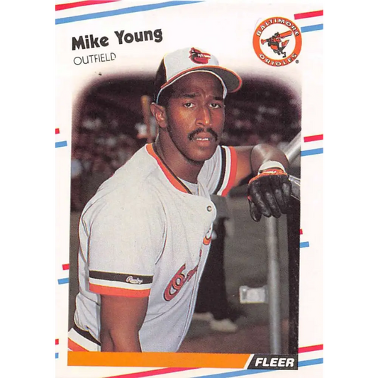 1988 Fleer #575 Mike Young EX Excellent Baltimore Orioles Baseball Card  Image 1