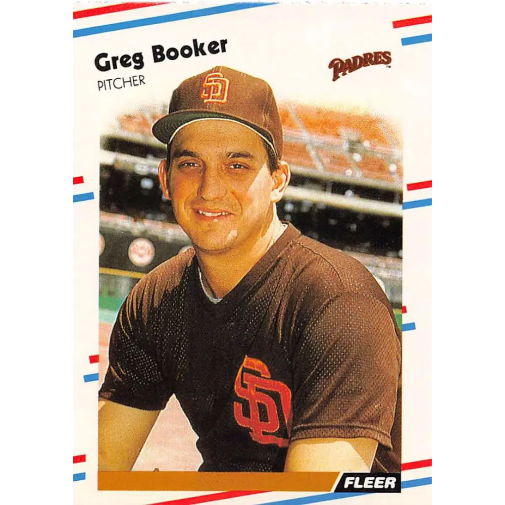 1988 Fleer #577 Greg Booker EX Excellent San Diego Padres Baseball Card  Image 1