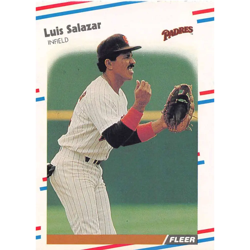 1988 Fleer #595 Luis Salazar EX Excellent San Diego Padres Baseball Card  Image 1