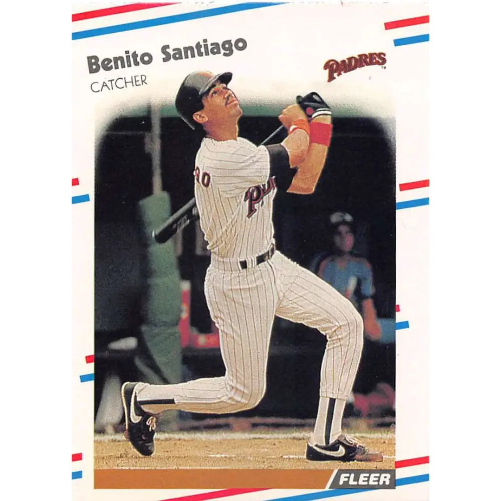 1988 Fleer #596 Benito Santiago EX Excellent San Diego Padres Baseball Card  Image 1