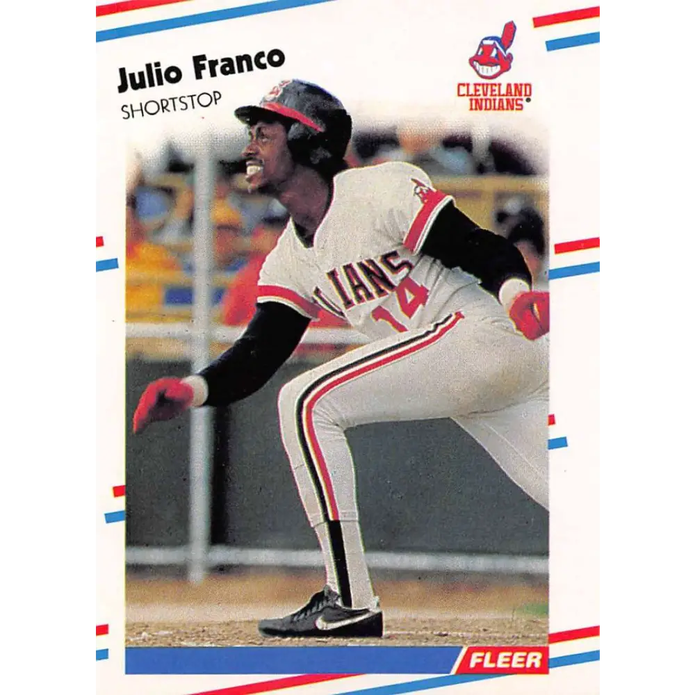 1988 Fleer #609 Julio Franco EX Excellent Cleveland Indians Baseball Card  Image 1