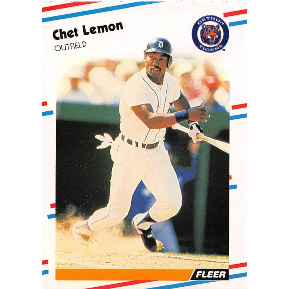 1988 Fleer #61 Chet Lemon EX Excellent Detroit Tigers Baseball Card  Image 1