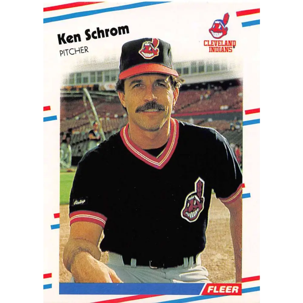 1988 Fleer #614 Ken Schrom EX Excellent Cleveland Indians Baseball Card  Image 1