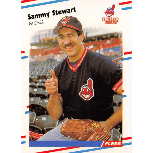 1988 Fleer #616 Sammy Stewart EX Excellent Cleveland Indians Baseball Card  Image 1